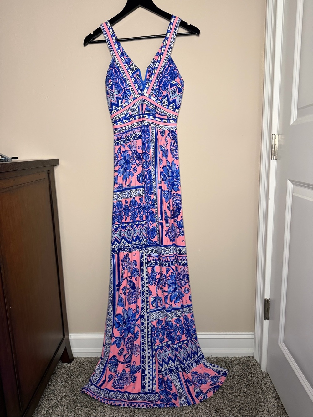 Lilly Pulitzer Pink and Blue Printed Maxi Dress